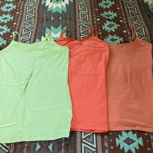 Camisoles large Orange ,rust, lime green group of 3